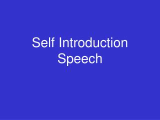 Self Introduction Speech