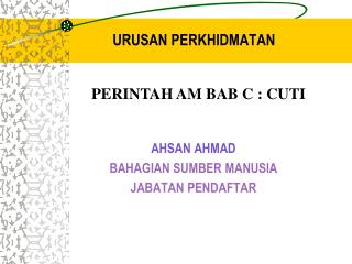 URUSAN PERKHIDMATAN