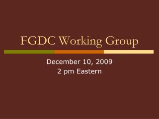 FGDC Working Group