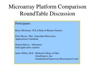 Microarray Platform Comparison RoundTable Discussion