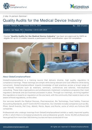 Quality Audits for the Medical Device Industry