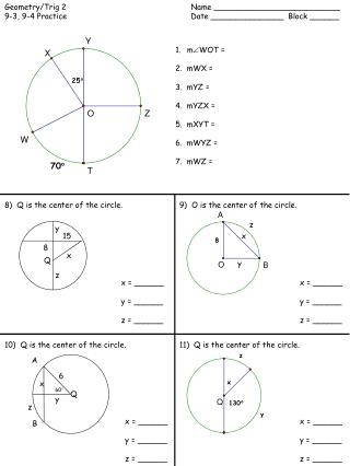 Geometry/Trig 2			Name __________________________