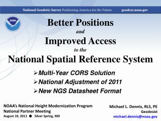 Better Positions and Improved Access to the National Spatial Reference System