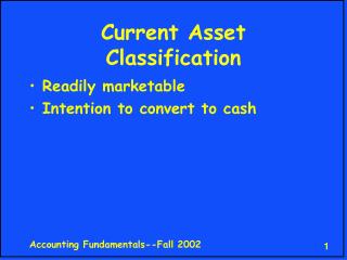 Current Asset Classification