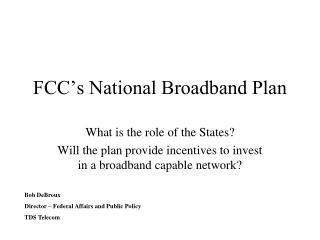 FCC’s National Broadband Plan