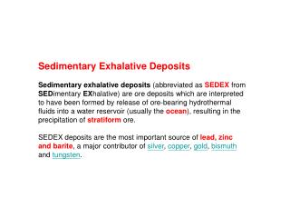 Sedimentary Exhalative Deposits