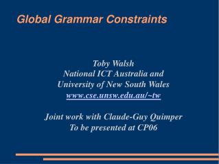 Global Grammar Constraints