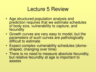 Lecture 5 Review