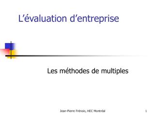 L’évaluation d’entreprise