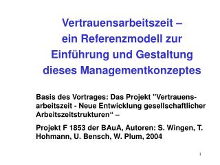 Vertrauensarbeitszeit – ein Referenzmodell zur Einführung und Gestaltung