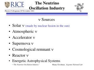 The Neutrino Oscillation Industry