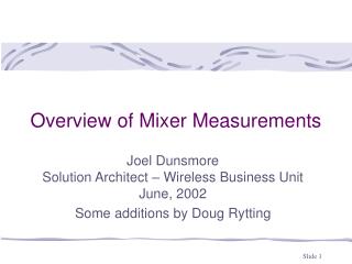 Overview of Mixer Measurements