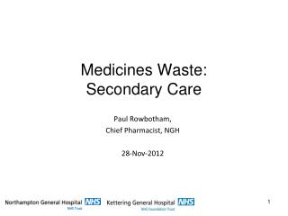 Medicines Waste: Secondary Care