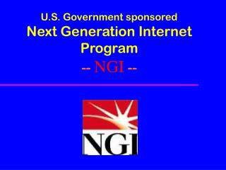 U.S. Government sponsored Next Generation Internet Program -- NGI --
