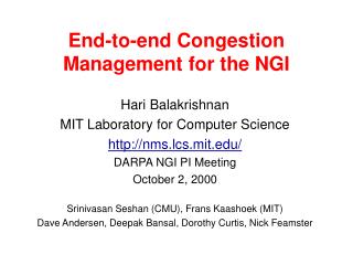 End-to-end Congestion Management for the NGI