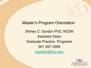 Master’s Program Orientation