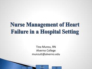 Nurse Management of Heart Failure in a Hospital Setting