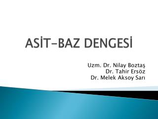 ASİT-BAZ DENGESİ