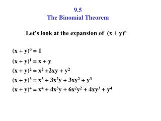 9.5 The Binomial Theorem