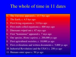 The whole of time in 11 dates