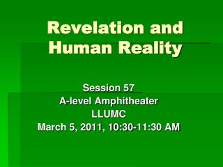 Revelation and Human Reality