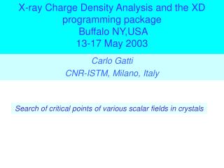 X-ray Charge Density Analysis and the XD programming package Buffalo NY,USA 13-17 May 2003