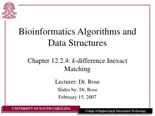 Bioinformatics Algorithms and Data Structures