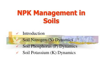 NPK Management in Soils
