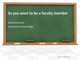 So you want to be a faculty member