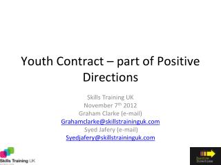 Youth Contract – part of Positive Directions