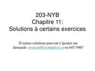 203-NYB Chapitre 11: Solutions à certains exercices