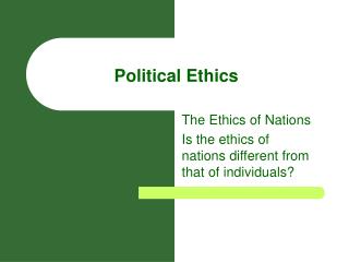 Political Ethics