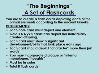 “The Beginnings” A Set of Flashcards