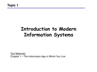 Introduction to Modern Information Systems