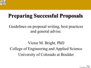 Preparing Successful Proposals