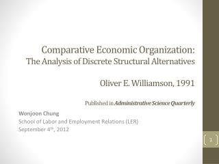 Wonjoon Chung School of Labor and Employment Relations (LER) September 4 th , 2012