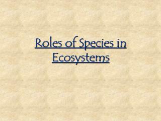 Roles of Species in Ecosystems