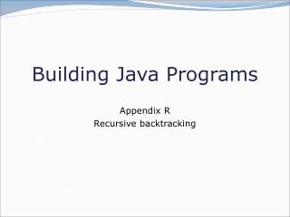 Building Java Programs