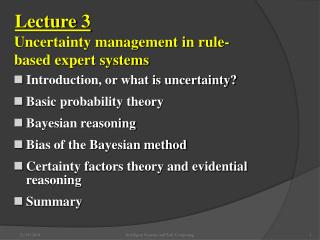 Introduction, or what is uncertainty? Basic probability theory Bayesian reasoning