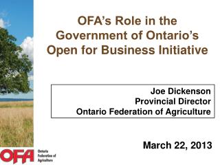 OFA’s Role in the Government of Ontario’s Open for Business Initiative