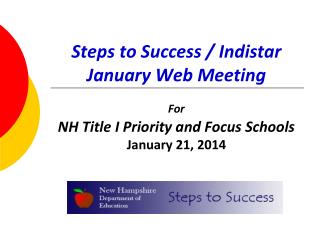 Steps to Success / Indistar January Web Meeting