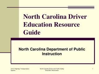 North Carolina Driver Education Resource Guide