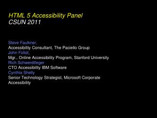 HTML 5 Accessibility Panel CSUN 2011