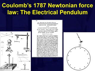 Coulomb’s 1787 Newtonian force law: The Electrical Pendulum