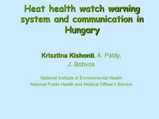 Heat health watch warning system and communication in Hungary