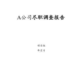 A 公司 尽职调查报告