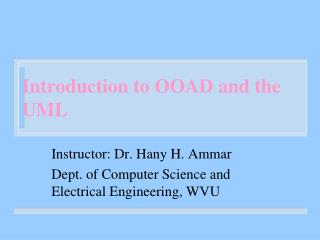 Introduction to OOAD and the UML