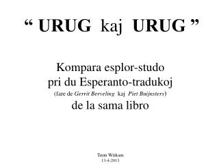 Kompara esplor-studo pri du Esperanto-tradukoj