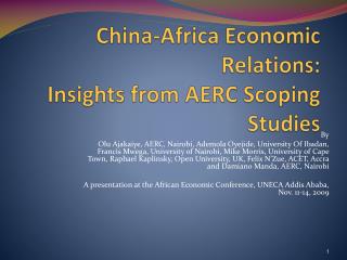China-Africa Economic Relations: Insights from AERC Scoping Studies