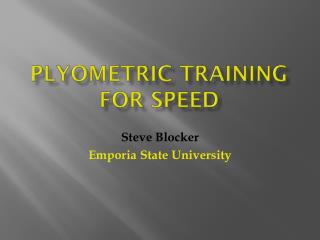 PlyOmetric Training for speed